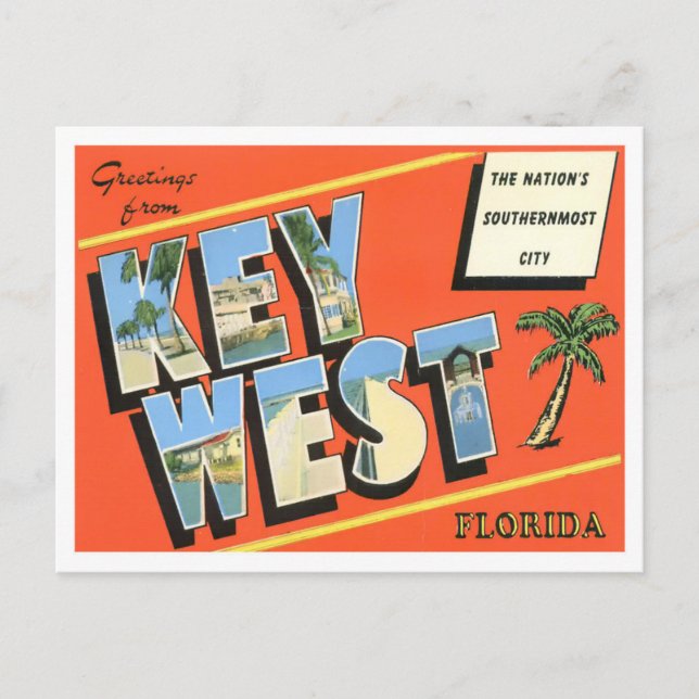 Key West, Florida Vintage Big Letters Postcard (Front)