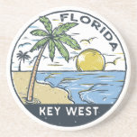 Key West Florida Vintage Emblem Coaster<br><div class="desc">Key West vector art design. Key West,  a U.S. island city,  is part of the Florida Keys archipelago.</div>