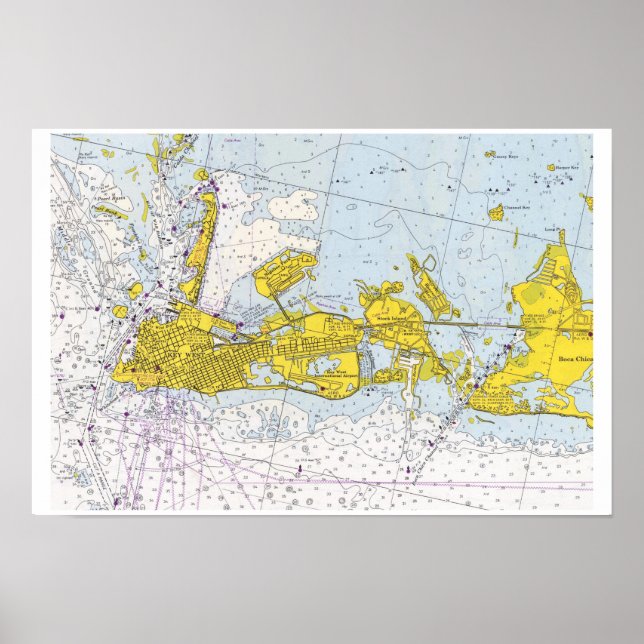 Key West, Florida vintage nautical chart (Front)