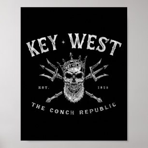 Key West Florida Vintage Poseidon Conch Republic Poster