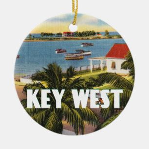 Key West Florida Vintage Scene Ceramic Tree Decoration