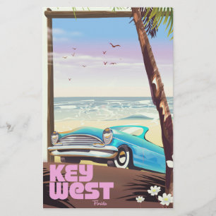 key west florida vintage travel poster stationery