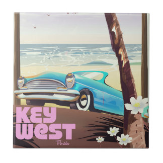 key west florida vintage travel poster tile