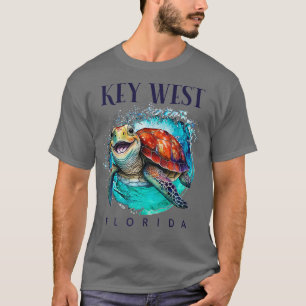 Key West Florida Watercolor Happy Sea Turtle T-Shirt