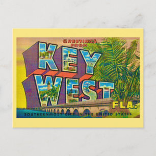 Key West Greeting Yellow Postcard