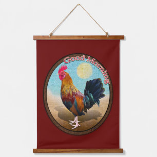 Key West - Gypsy Rooster Good Morning Vintage Oval Hanging Tapestry