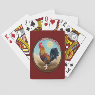 Key West Gypsy Rooster Rise and Shine Vintage Oval Playing Cards