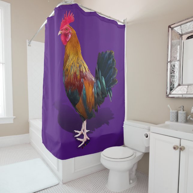 Key West - Gypsy Rooster Shower Curtain (In Situ)