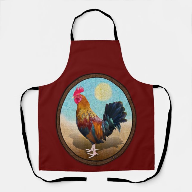 Key West - Gypsy Rooster Vintage Oval Apron (Front)