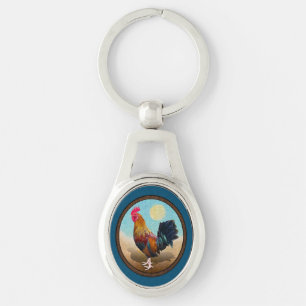 Key West - Gypsy Rooster Vintage Oval Key Ring