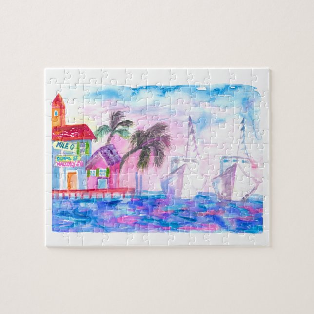 Key West harbour and ships at sunset Jigsaw Puzzle (Horizontal)