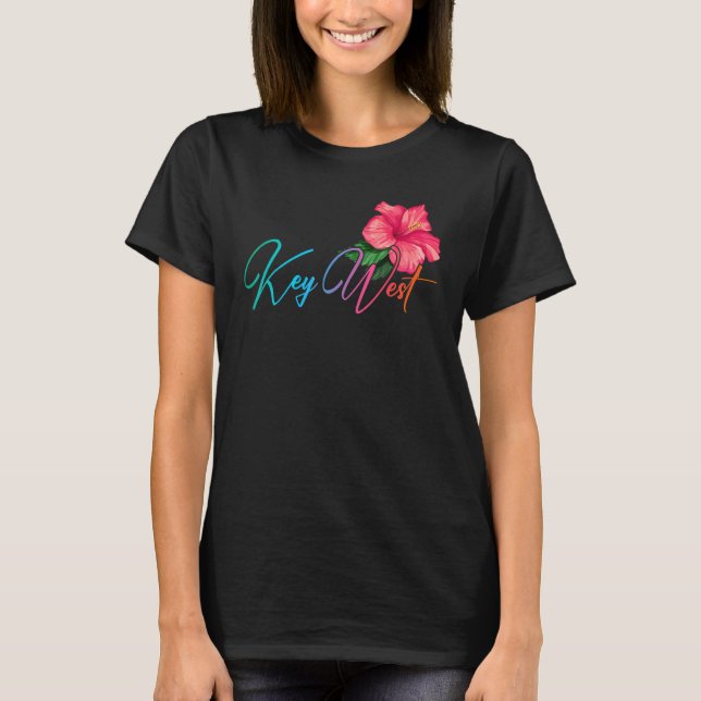Key West Hibiscus Flowers Florida Beach Luau Party T-Shirt (Front)