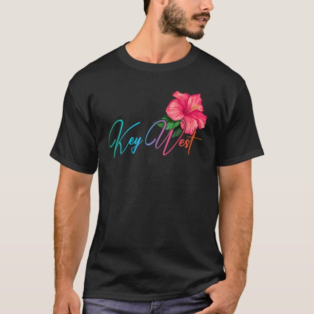 Key West Hibiscus Flowers Florida Beach Luau Party T-Shirt (Front)