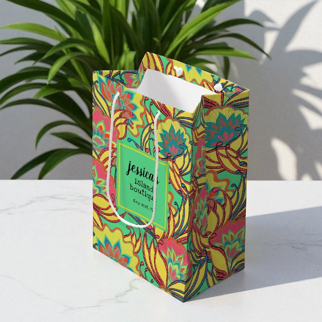 Key West Island Tropical Floral Pattern Medium Gift Bag (Creator Uploaded)