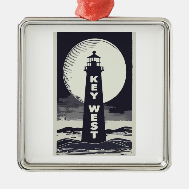 Key West Lighthouse Moon Metal Tree Decoration (Front)