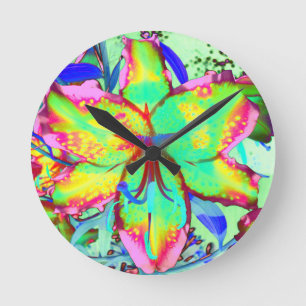 Key West Lily Round Clock