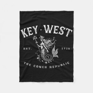 Key West Mermaid Conch Republic Vintage Scuba Fish Fleece Blanket