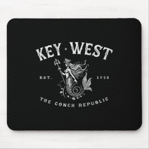 Key West Mermaid Conch Republic Vintage Scuby Fish Mouse Mat