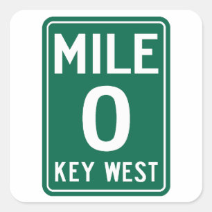 Key West Mile 0, Florida USA Square Sticker
