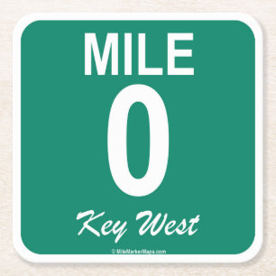 Key West Mile Marker 0 Square Paper Coaster