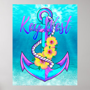 Key West Nautical Anchor Poster
