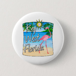 Key West Pink Flamingo Florida Keys 6 Cm Round Badge