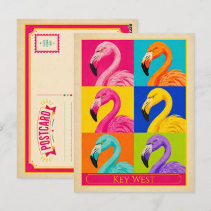 Key West Postcard Florida Flamingo Vintage Pop Art