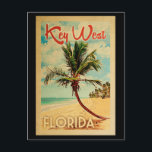 Key West Postcard Florida Palm Tree Beach Vintage<br><div class="desc">Key West Florida design in Vintage Travel style featuring a palm tree on the beach with ocean and sky.</div>