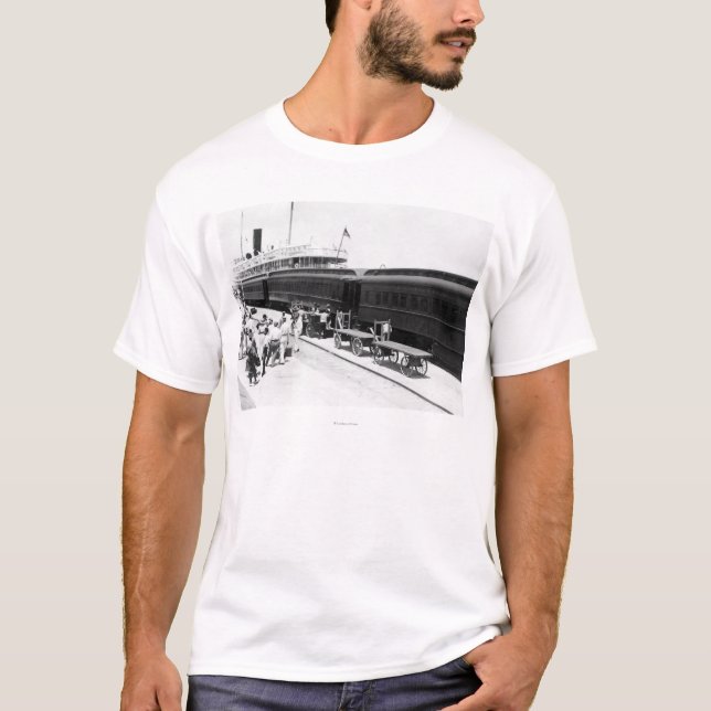 Key West Railroad Station loading Ship from Cuba T-Shirt (Front)