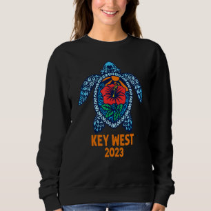 Key West Sea Turtle Florida 2023 Hibiscus Flower Sweatshirt