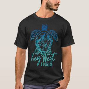 Key West Sea Turtles Florida Marine Turtle Flower T-Shirt