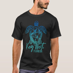 Key West Sea Turtles Florida Marine Turtle Flower T-Shirt