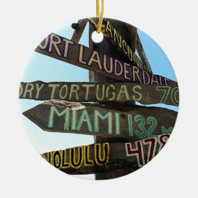Key West Signs Ceramic Tree Decoration (Front)