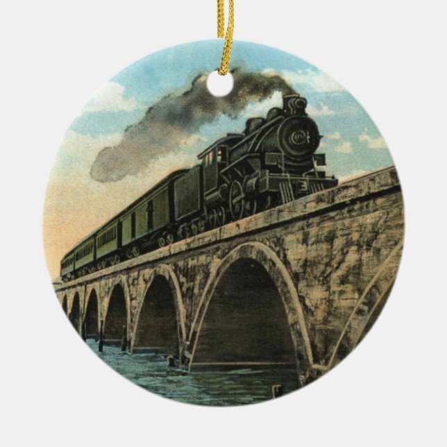 Key West Steam Locomotive Ceramic Tree Decoration (Front)