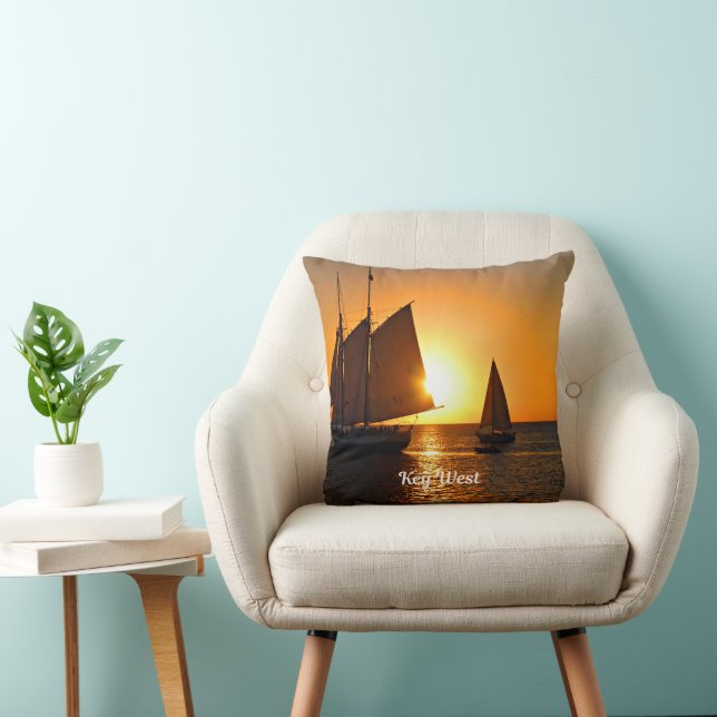 Key West, sunset and sailboats, Cushion (Chair)