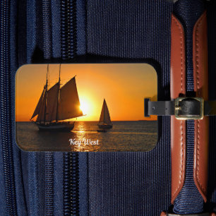 Key West, sunset and sailboats, Luggage Tag