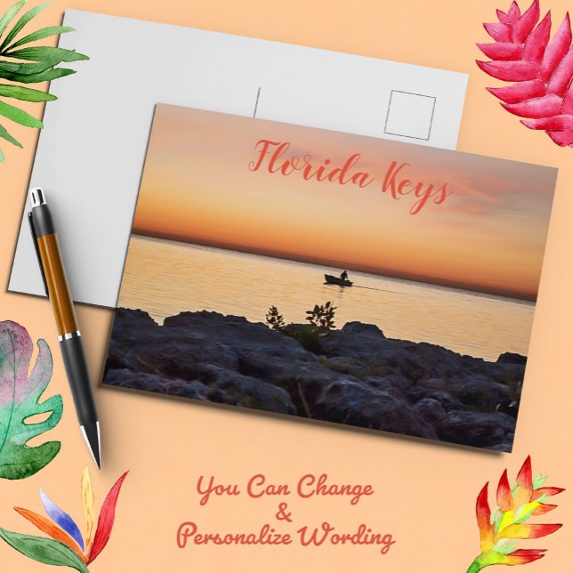 Key West Sunset Boat Rocky Shore Florida Keys Postcard (Creator Uploaded)