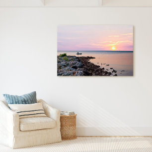 Key West Sunset Boat Shoreline Florida Keys Canvas Print