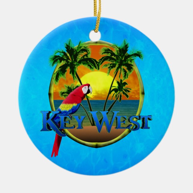 Key West Sunset Ceramic Tree Decoration (Front)