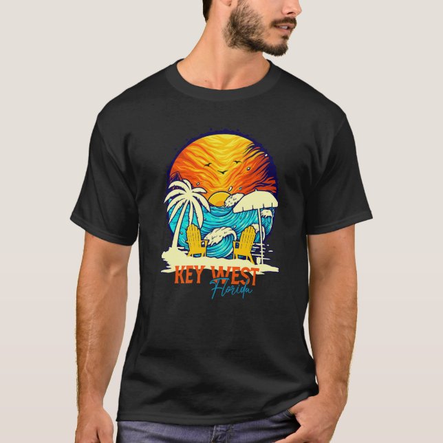 Key West Sunset Florida Vacation Couples Family Gr T-Shirt (Front)