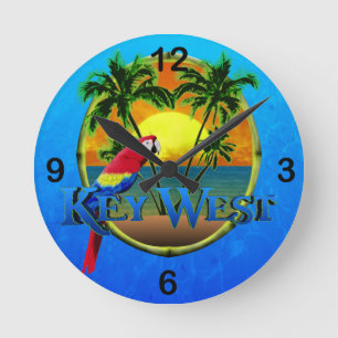 Key West Sunset Round Clock