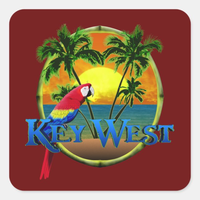 Key West Sunset Square Sticker (Front)