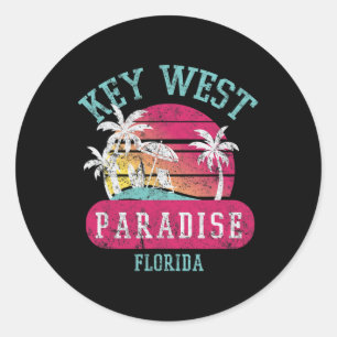 Key West Sunset Vintage Florida Beach Novelty Art  Classic Round Sticker