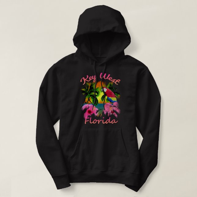 Key West Tropical Beach Sunset Long Sleeve  Hoodie (Design Front)