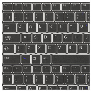 Keyboard black and white Letter number Programmer Fabric