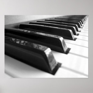 Keyboard - Black and White Poster
