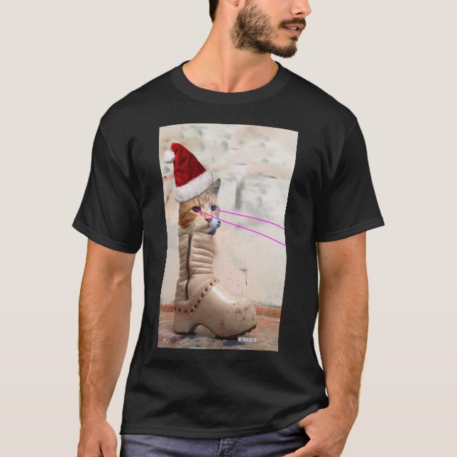 Keyboard Cat SANTA HAT in RAD SHOE t-shirt (Front)