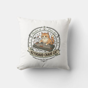Keyboard Chaos Cat Keyboard Chaos Cat Vintage Vect Cushion