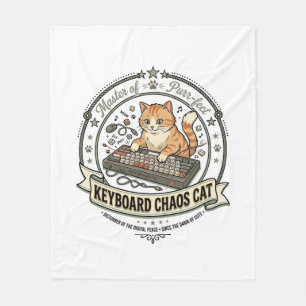 Keyboard Chaos Cat Keyboard Chaos Cat Vintage Vect Fleece Blanket