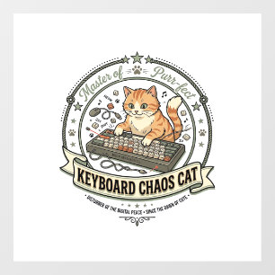 Keyboard Chaos Cat Keyboard Chaos Cat Vintage Vect Window Cling